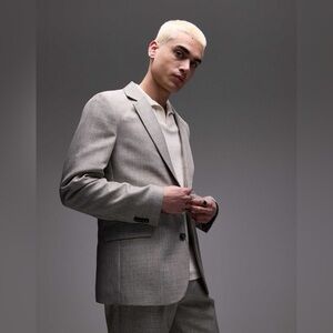 Topman men’s relaxed textured suit blazer jacket